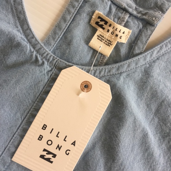 BILLABONG sz 8 womens weekender onesie chambray blue playsuit romper NEW pockets - Picture 5 of 13